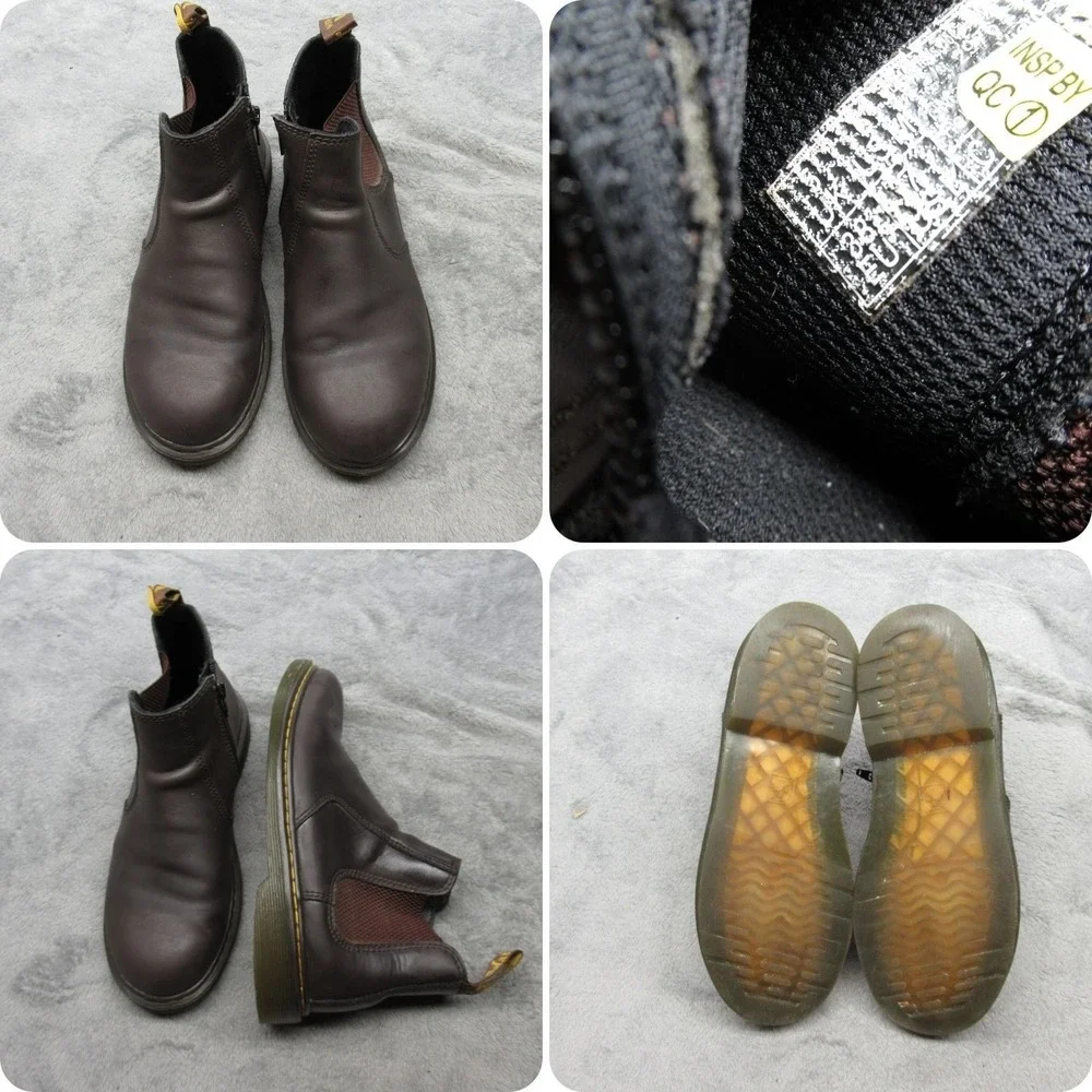Dr Martens Boots Unisex 6 Men 7.5 W Brown Leather Zip Chunky Chelsea Ankle 2976